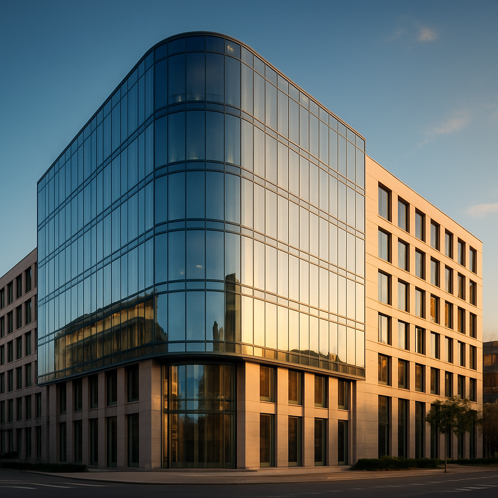 Smith Global Logistics headquarters building in Barcelona at golden hour